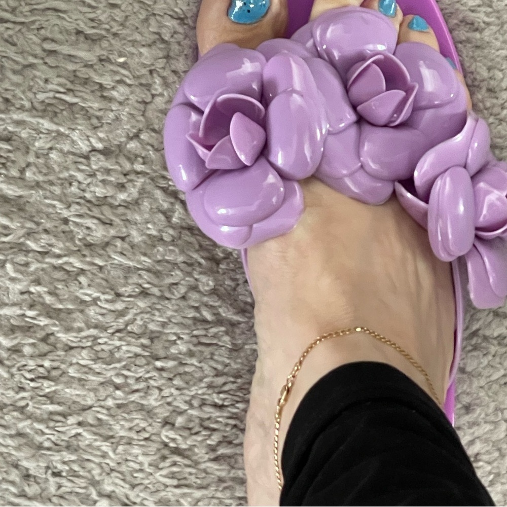 NWOT Jeffrey Campbell Fleuris Jelly-Flip Flop Flower Thong Sandal Purple🍇Size 9 - Picture 6 of 6